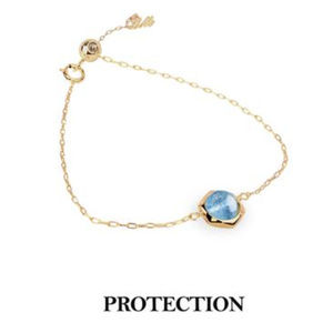 Natural Aquamarine Stone 14K Gold Bracelet